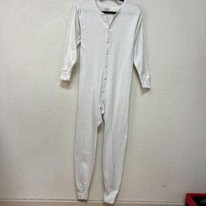 Sears Men's Knit Pajamas Button Down Bodysuit Nightwear White Size 42